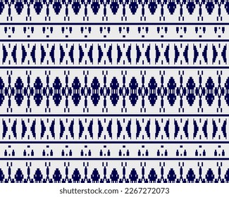 Tribal seamless pattern vector in blue white colors. Print with african tribe border motifs. Ethic texture. Background for cloth, fabric, wallpaper, curtain, carpet, wrapping paper and card template.