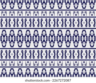 Tribal seamless pattern vector in blue white colors. Print with african tribe border motifs. Ethic texture. Background for cloth, fabric, wallpaper, curtain, carpet, wrapping paper and card template.