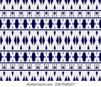 Tribal seamless pattern vector in blue white colors. Print with african tribe border motifs. Ethic texture. Background for cloth, fabric, wallpaper, curtain, carpet, wrapping paper and card template.