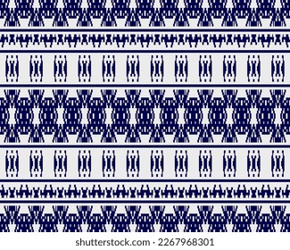 Tribal seamless pattern vector in blue white colors. Print with african tribe border motifs. Ethic texture. Background for cloth, fabric, wallpaper, curtain, carpet, wrapping paper and card template.