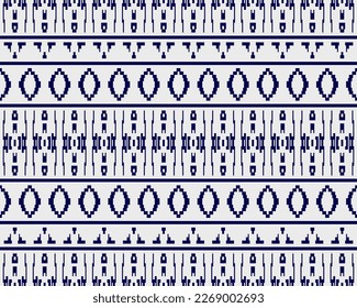 Tribal seamless pattern vector in blue white colors. Print with african tribe border motifs. Ethic texture. Background for cloth, fabric, wallpaper, curtain, carpet, wrapping paper and card template.
