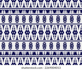 Tribal seamless pattern vector in blue white colors. Print with african tribe border motifs. Ethic texture. Background for cloth, fabric, wallpaper, curtain, carpet, wrapping paper and card template.
