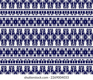 Tribal seamless pattern vector in blue white colors. Print with african tribe border motifs. Ethic texture. Background for cloth, fabric, wallpaper, curtain, carpet, wrapping paper and card template.
