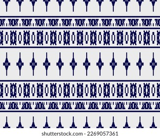 Tribal seamless pattern vector in blue white colors. Print with african tribe border motifs. Ethic texture. Background for cloth, fabric, wallpaper, curtain, carpet, wrapping paper and card template.