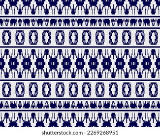 Tribal seamless pattern vector in blue white colors. Print with african tribe border motifs. Ethic texture. Background for cloth, fabric, wallpaper, curtain, carpet, wrapping paper and card template.