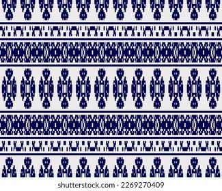 Tribal seamless pattern vector in blue white colors. Print with african tribe border motifs. Ethic texture. Background for cloth, fabric, wallpaper, curtain, carpet, wrapping paper and card template.