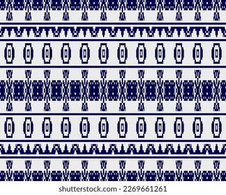 Tribal seamless pattern vector in blue white colors. Print with african tribe border motifs. Ethic texture. Background for cloth, fabric, wallpaper, curtain, carpet, wrapping paper and card template.