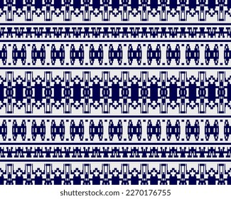 Tribal seamless pattern vector in blue white colors. Print with african tribe border motifs. Ethic texture. Background for cloth, fabric, wallpaper, curtain, carpet, wrapping paper and card template.