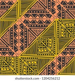 Tribal seamless pattern. Vector hand drawn batik motif ready for your textile print. Aztec, african, and asian floral ethnic style. Retro drawing illustration.