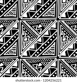 Tribal seamless pattern. Vector hand drawn batik motif ready for your textile print. Aztec, african, and asian floral ethnic style. Retro drawing illustration.