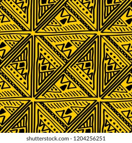 Tribal seamless pattern. Vector hand drawn batik motif ready for your textile print. Aztec, african, and asian floral ethnic style. Retro drawing illustration.