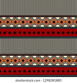 Tribal seamless pattern vector illustration with stripes abstract ethnic hand drawn background for fashion textile print and wrapping