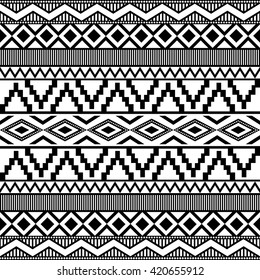 Ikat Traditional Aztec Pattern Black White Stock Vector (Royalty Free ...