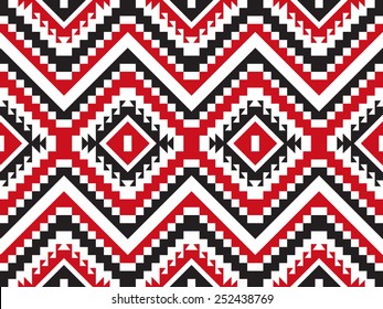 Tribal seamless red and black geometric pattern.