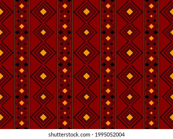 Tribal seamless red garnet color geometric border pattern. Ethnic vector texture.Traditional ornament.