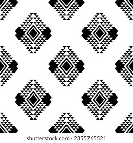 Tribal seamless repeat pattern. Border style vector illustration. Black and white colors. Ethnic geometric art design for textile, fabric, curtain, rug, shirt, frame.