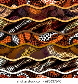 Tribal seamless texture background. Relief waves of ornamental mosaic tile patterns.