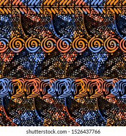 Tribal seamless texture. Endless traditional pattern of decorative tile patterns. Cloth, Wrap or Wallpaper.   Vector image