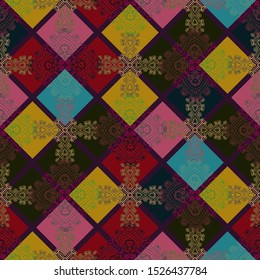 Tribal seamless texture. Endless traditional pattern of decorative tile patterns. Cloth, Wrap or Wallpaper.   Vector image