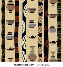 Tribal seamless texture with utensils