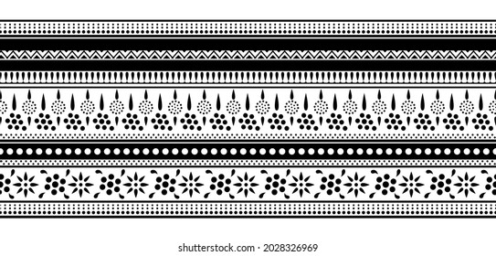 Tribal seamless vector floral border design