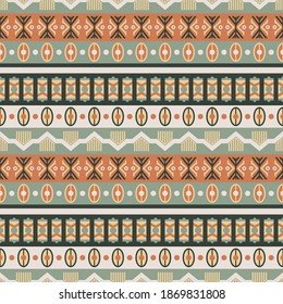 Tribal seamless vector pattern. Boho textile design. Geometric ethnic ornament.