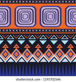 Tribal seamless vector pattern with geometric elements in trend colors. Can used in design of textile, fabrics, prints, covers, clothes and other

