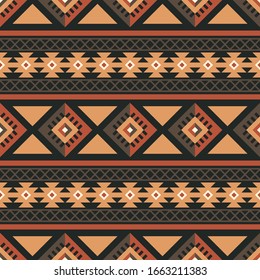 Tribal seamless vector pattern. Geometric ornament with ethnic motifs. Universal textile folk design.