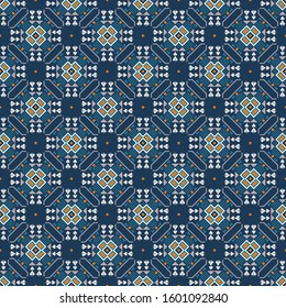 Tribal seamless vector pattern with traditional motifs. Abstract geometric background in ethnic style with folk ornament for design and print on paper, textile.