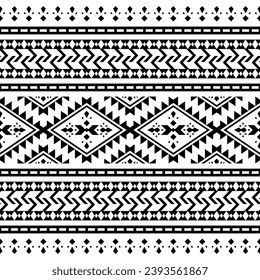 Tribal seamless vector texture. Ethnic style geometric abstract pattern. Black and white colors. Design for rug, curtain, pillow, textile, wrapping, fabric, tablecloth, embroidery, fashion.