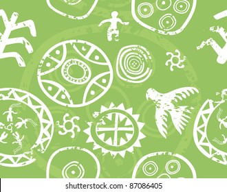 Tribal seamless vector texture - imitation of ancient rock paintings (petroglyph)