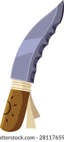 Tribal shaman knife vector flat icon. Axe iron or stone sharp blade tied to a wooden handle. Old weapon equipment isolated on white background. Ancient warrior or hunter hatchet
