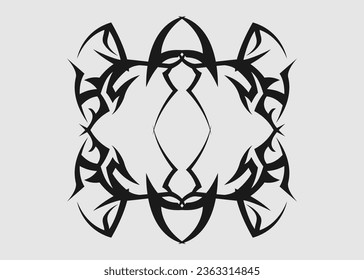 tribal sharp symmetric abstract wing tattoo