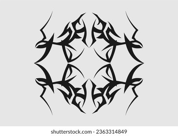 tribal sharp symmetric abstract wing tattoo