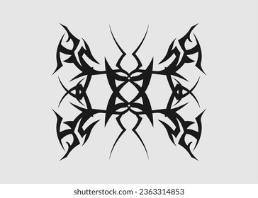 tribal sharp symmetric abstract wing tattoo