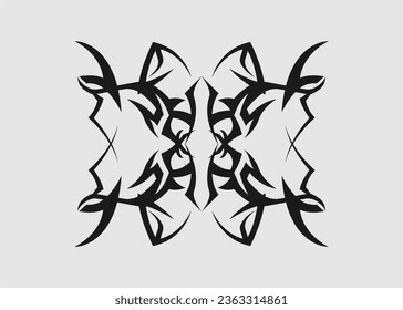 tribal sharp symmetric abstract wing tattoo