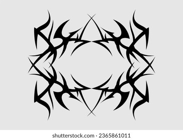 tribal sharp symmetrical black tattoo for body decoration
