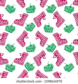 tribal shoe repeated seamless pattern vector