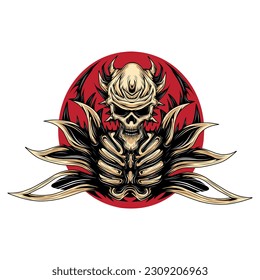Tribal skull character for tshirt design
