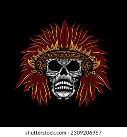 Tribal skull character for tshirt design