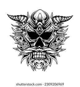 Tribal skull character for tshirt design