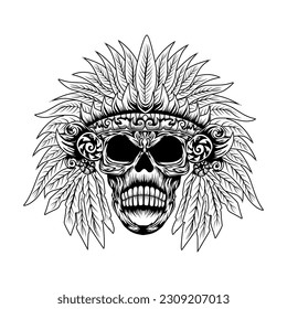 Tribal skull character for tshirt design