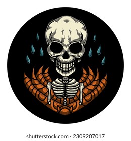 Tribal skull character for tshirt design
