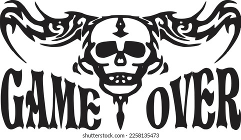Tribal skull coat of crest insignia tattoo stock illustration skull