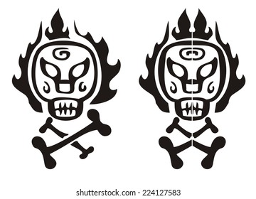 Tribal skull and crossbones 