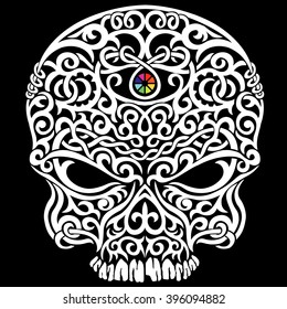 Tribal Skull isolated black background