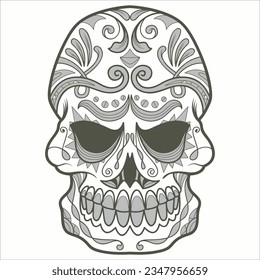 tribal skull logo with flower
