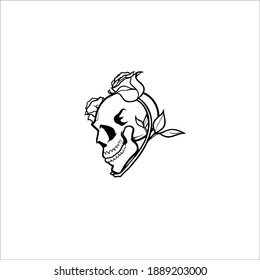 Tribal Skull Symbol. Tattoo Design. Vector Illustration.