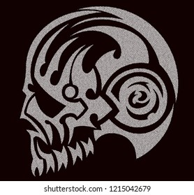 Tribal skull Tattoo, Particles Vector illustration.