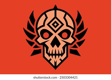 Tribal Skull Vector Illustration: Bold Tribal Patterns, Symbols